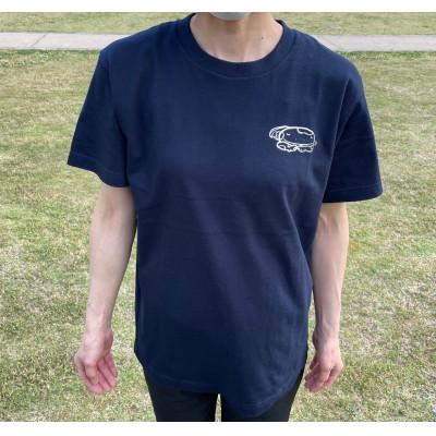 朝来市 オオサンショウウオ Tシャツ(紺・Sサイズ) 【フォーマル】