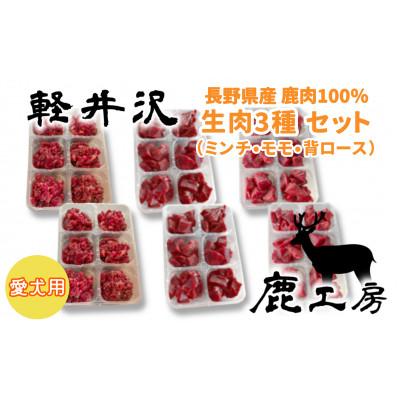 ふるさと納税 御代田町 軽井沢鹿工房 愛犬用 生肉セット[ミンチ240g×2袋、もも240g×2袋、背ロース240g×2袋]