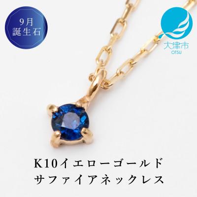 ふるさと納税 大津市 [10金 9月誕生石 サファイアネックレス]大人シンプル 華奢見えチェーン 天然石 一粒ペンダント