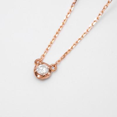 ふるさと納税 大津市 [10金ピンクゴールド ダイヤモンドネックレス]0.05ct 可愛さと上品さを兼ね備えたペンダント