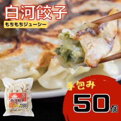 ふるさと納税 矢吹町 こだわりの原材料と地場野菜のモチモチジューシーな白河餃子大袋50個入り!×1袋[岡崎農園の定番製品]