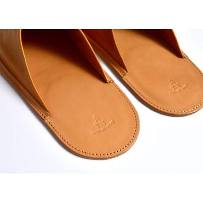 ふるさと納税 長野市 【Groover Leather】信州鹿革　ルームスリッパ　キャメル　L_1