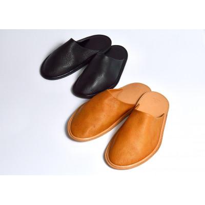 ふるさと納税 長野市 【Groover Leather】信州鹿革　ルームスリッパ　キャメル　L_2