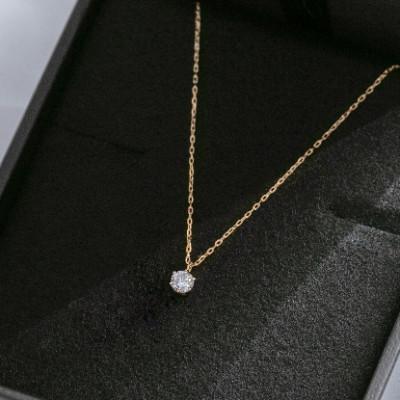 ふるさと納税 大津市 [18金イエローゴールド ダイヤモンドネックレス]0.1ct 優美ある気品 6本たてづめ 45cm