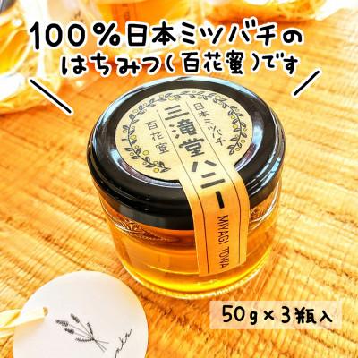 ふるさと納税 登米市 日本ミツバチ100%はちみつ[三滝堂ハニー]50g×3瓶