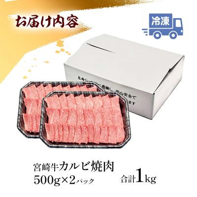 ふるさと納税 宮崎市 史上初内閣総理大臣賞4連覇*宮崎牛カルビ 焼肉・バーベキュー用 合計1kg(500g×2)(宮崎市) 宮崎市