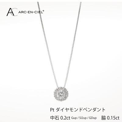 ふるさと納税 泉佐野市 ARC-EN-CIEL PT ダイヤ 中石0.20ct 取り巻きペンダント[鑑定書付き]J014-1