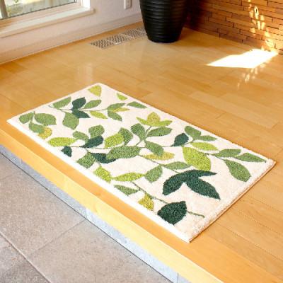 ふるさと納税 海南市 玄関マット 60×110cm ウィルトン織り 日本製 風水 リーフグリーン