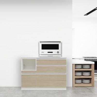 ふるさと納税 大川市 レギュレート 幅120cm・高さ90cm キッチンカウンター ホワイト/グレージュの画像