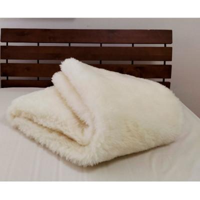 ふるさと納税 岸和田市 【クィーンサイズ】洗えるふわふわウールファー敷毛布 160×205cm アイボリー WH-320の画像