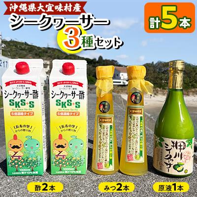 ふるさと納税 大宜味村 シークヮーサー3種セット(酢2本・みつ2本・原液1本)