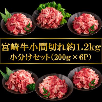 ふるさと納税 三股町 A4等級以上宮崎牛小間切れ小分けセット総量約1.2kg(200g×6)[MI112]