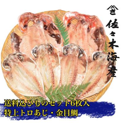 ふるさと納税 伊東市 干物セット[大島B]特トロあじ4枚・金目鯛2枚 伊豆・伊東のひもの詰め合わせ 静岡県伊東市