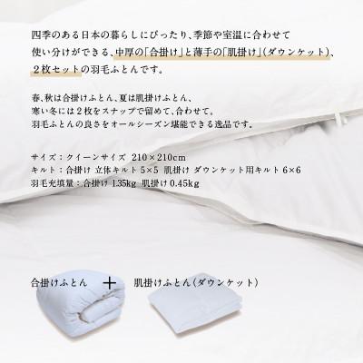 ふるさと納税 山梨県 【富士新幸謹製】DOWNPASS 二枚合わせ 羽毛ふとん・クイーン|ハンガリーグースダウン93%の画像