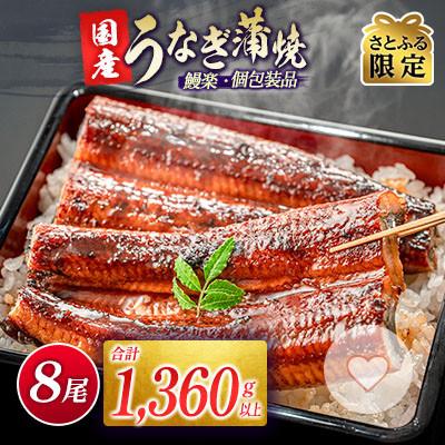 ふるさと納税 新富町 [さとふる限定]宮崎県新富町産うなぎ蒲焼8尾(計1360g以上)
