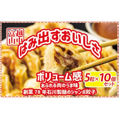 ふるさと納税 魚津市 石川製麺のジャンボ餃子5粒入りタレ付10個セット
