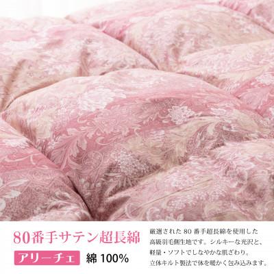 ふるさと納税 韮崎市 冬用 羽毛布団シングル ポーランド産マザーグースダウン95% 1.2kg 80番手超長綿アリーチェ赤の画像