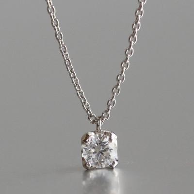 ふるさと納税 大津市 プラチナ900[0.2ct ラボダイヤモンドネックレス]4本づめカップ 未来の輝き 一粒ペンダント