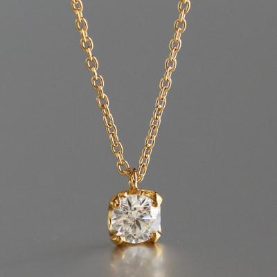 ふるさと納税 大津市 K18 金[0.2ct ラボダイヤモンドネックレス]4本爪カップ 輝き続ける美しさ 一粒ペンダント