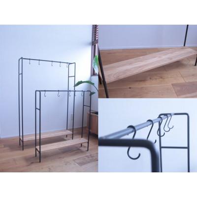 無垢ひのき材】木とアイアンのスタイルハンガーラック ミッド