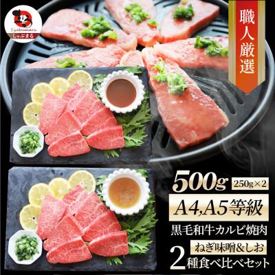 ふるさと納税 三木町 A4,A5等級 黒毛和牛 カルビ焼肉 ネギまみれ [味噌&amp;塩食べ比べ] 500g