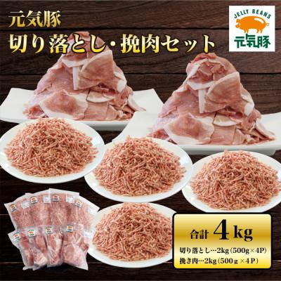 ふるさと納税 多古町 元気豚 切り落とし・挽き肉セット 4kg(切り落とし 2kg・挽肉 2kg)便利なバラ凍結&amp;小分包装