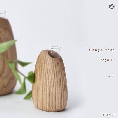 ふるさと納税 旭川市 SASAKIのMango vase - regular ash[旭川クラフト木製品花瓶]_03256