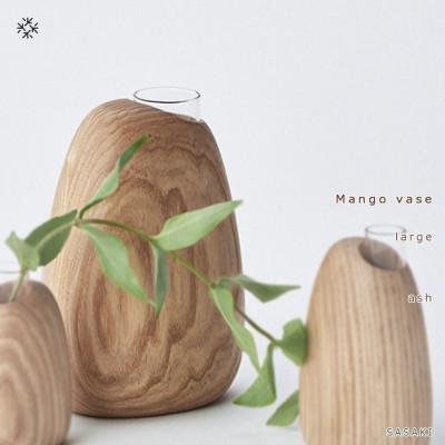 ふるさと納税 旭川市 SASAKIのMango vase - large ash[旭川クラフト木製品/花瓶]_03260