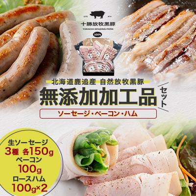 ふるさと納税 鹿追町 北海道十勝産 自然放牧黒豚 圧巻の豚肉 無添加加工品セット(ソーセージ ベーコン ハム)[1909]
