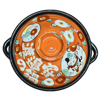 ふるさと納税 瑞浪市 ご飯も一緒に炊ける わが家の土鍋 TWINS ガス専用[三吉ねこ柄/山吹色][WG804STW]