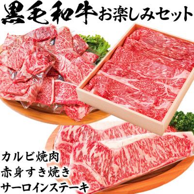 ふるさと納税 杵築市 ニード牧場の黒毛和牛 お楽しみセット(カルビ焼肉・赤身すき焼き・サーロインステーキ)(杵築市)