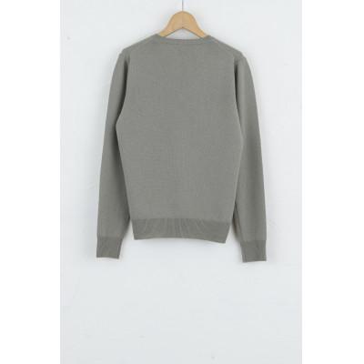ふるさと納税 加美町 〈白田のカシミヤ〉のベビーカシミヤ Vネックプルオーバー(オリーブグレー)男性用サイズ:LL_1