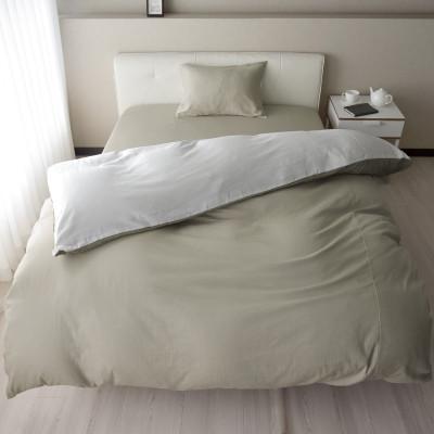 ふるさと納税 浜松市 掛け布団カバー シングル 日本製 和晒し ダブルガーゼ 綿100% グレージュラテ×ピュアホワイト