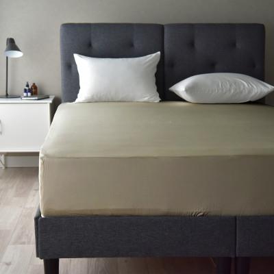 ふるさと納税 浜松市 超長綿100% シルクのような80サテン ボックスシーツ セミダブルサイズ グレージュ ノーブル