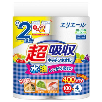 ふるさと納税 可児市 エリエール 超吸収キッチンタオル 100カット(4ロール)×12パック