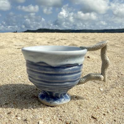 ふるさと納税 西原町 やちむん 枝さんごカップ 青