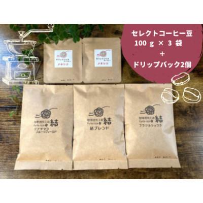 ふるさと納税 由利本荘市 [コーヒー豆セレクトセット]コーヒー豆 3種(各100g×1個)&amp; ドリップコーヒー粉10g×2個
