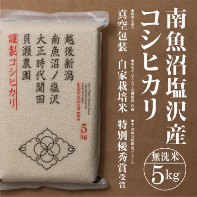 ふるさと納税 南魚沼市 令和8年産予約「貝瀬農園米」5割減農薬米 南魚沼塩沢産コシヒカリ 無洗米5kg