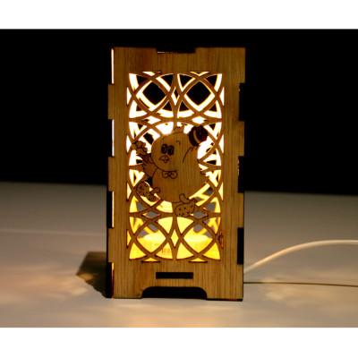ふるさと納税 中札内村 木製行燈型LEDランタン 村のマスコット「ピータン」デザイン [AG1-2B]