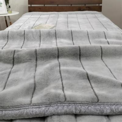 ふるさと納税 和泉市 【掛敷セット】贅沢フェイクファーボリューム毛布1枚\u0026敷パッド1枚(シングル) M-SET-GYの画像