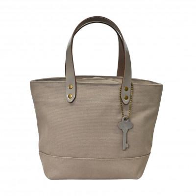 ふるさと納税 長浜市 帆布トートバッグSサイズ サンドベージュ×選べる本革持ち手6色[グレージュ(灰色)]