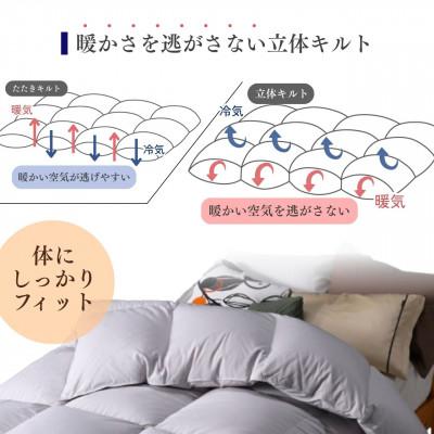 ふるさと納税 亀岡市 ＜京都金桝＞羽毛布団 本掛け ハンガリーダウン90% シングル パウダーグレー アクアプレーン_3