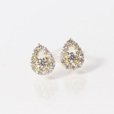 ふるさと納税 甲斐市 K18　0.20ct　しずく取り巻きダイヤモンドピアス【BQ-85】の画像