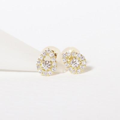 ふるさと納税 甲斐市 K18　0.20ct　しずく取り巻きダイヤモンドピアス【BQ-85】の画像