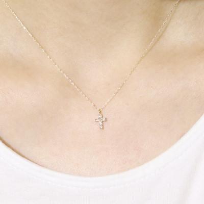 ふるさと納税 甲斐市 K18　0.05ct　クロスダイヤモンドペンダント【BQ-88】の画像