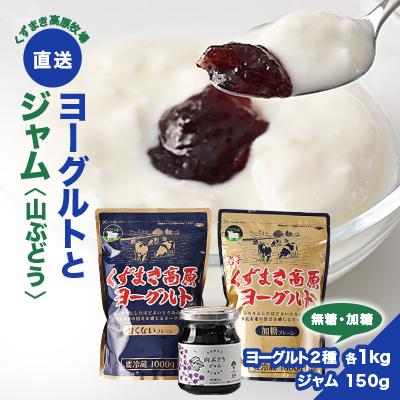 ふるさと納税 葛巻町 FU5 ＼くずまき高原牧場直送/ ヨーグルト &amp; ジャム セット 加糖 無糖 山ぶどう