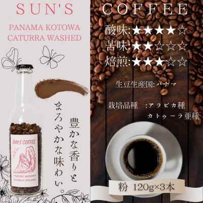 ふるさと納税 矢吹町 [中煎り]パナマ カトゥーラ ウォッシュト(粉 120g×3本セット)