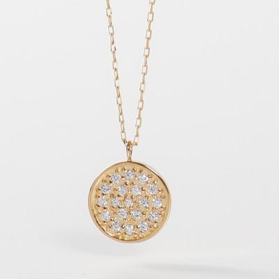 ふるさと納税 大津市 [18金 ラボダイヤネックレス 0.095ct]50cm パヴェペンダント 大人のアクセ