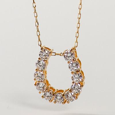 ふるさと納税 大津市 [18金 ラボダイヤネックレス 0.363ct]50cm 馬蹄ばていペンダント 大人のアクセ