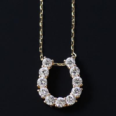ふるさと納税 大津市 [10金 ラボダイヤネックレス 0.363ct]50cm 馬蹄ばていペンダント 優しい透明感